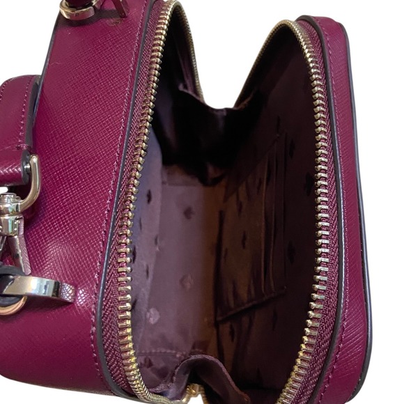 Kate Spade New York Meow Cat Daisy Crossbody Bag Burgundy Saffiano Leather - Picture 10 of 16